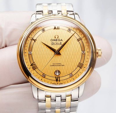 Omega De Ville Series 39.5mm for men 32.7mm for women 8215 Movement Gold Dial Couple Watch
